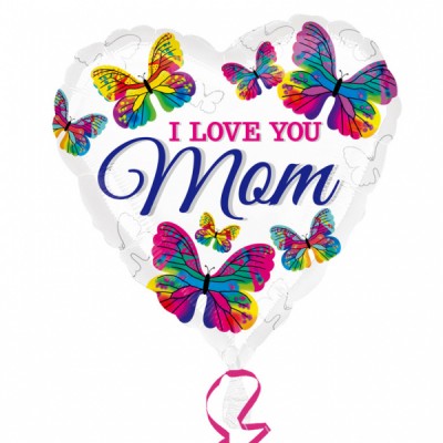 I Love you Mom Butterfly Balloon