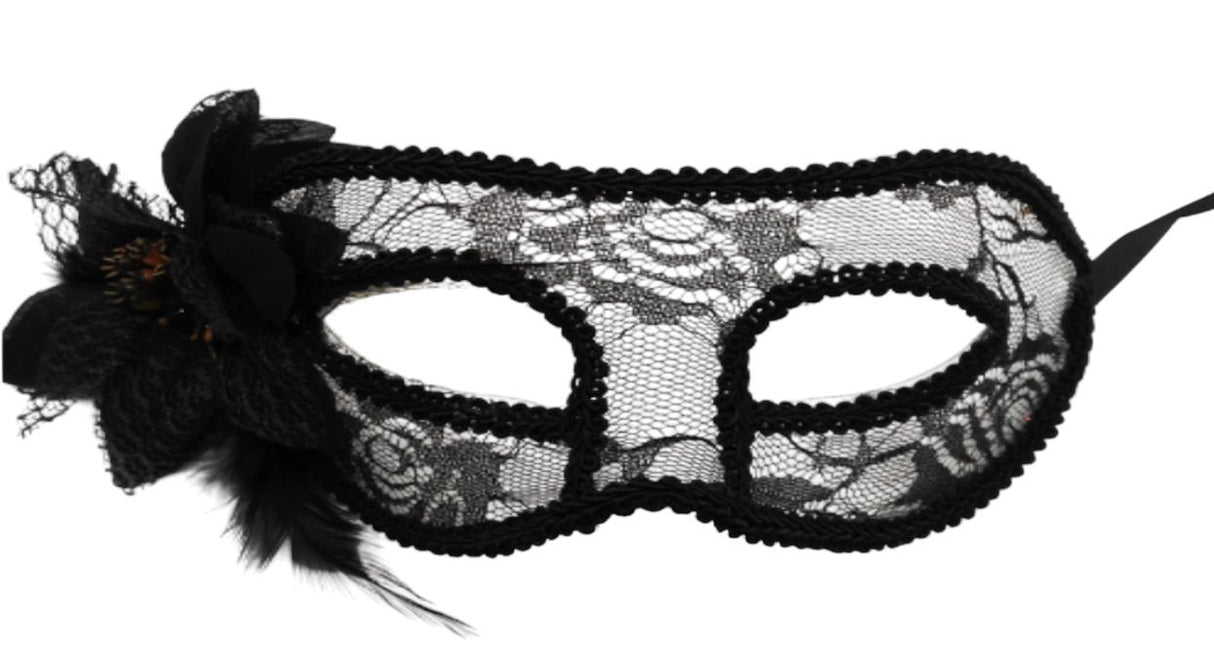 Black Lace Flower Mask