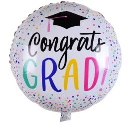 "GX010 Graduation CONGRATS GRAD WHITE ROUND"