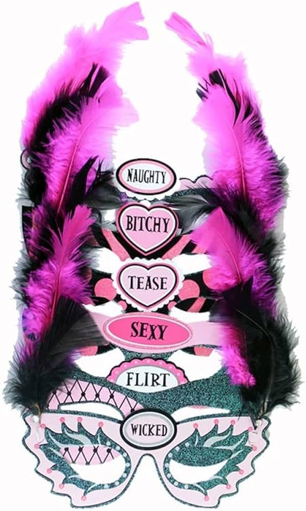 GIRLS NIGHT BACHELORETTE MASKS WITH FEATHER