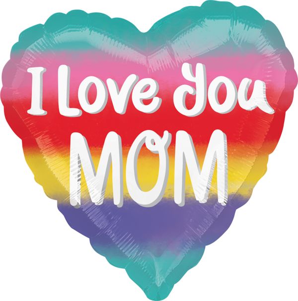 Mom I Love You Watercolor Balloon