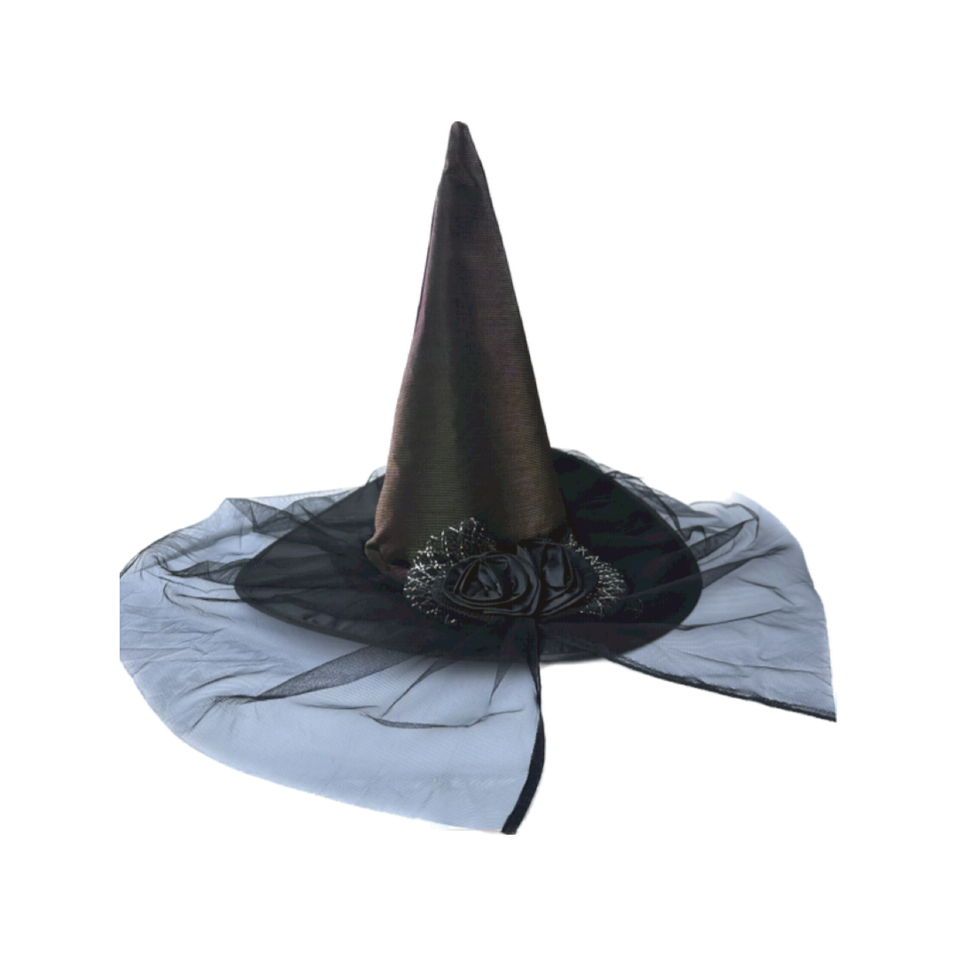 BLACK FLORAL WITCH HAT