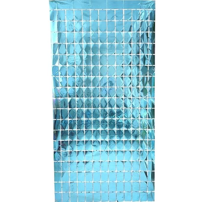 LIGHT BLUE FOIL SQUARE CURTAIN