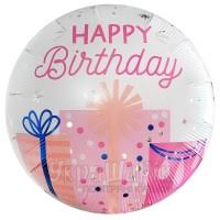 18 INCH HAPPY BIRTHDAY PINK PRESENTS BALLOON