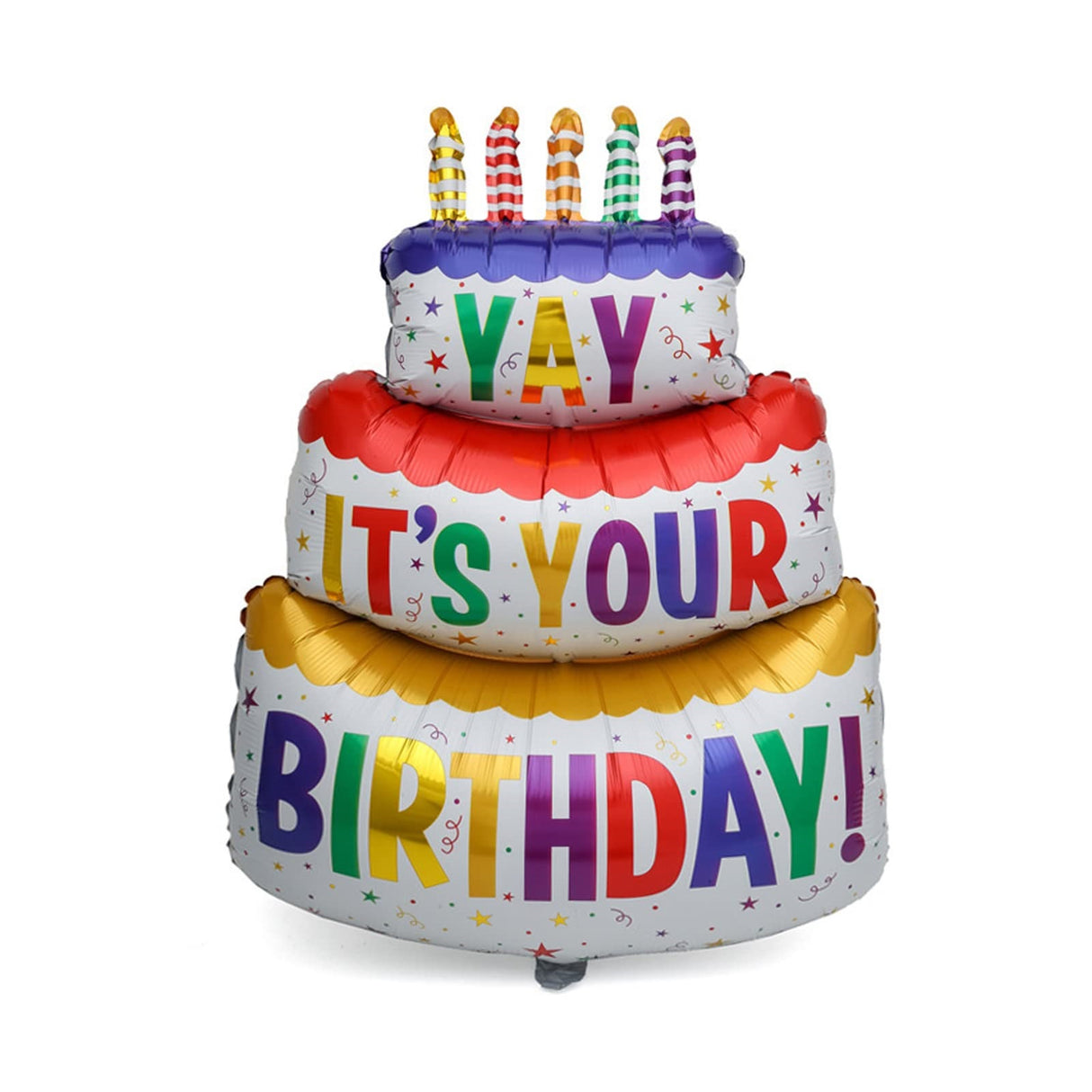 YAY IT'S YOUR BIRTHDAY WHITE CAKE LARGE SHAPE BALLOON