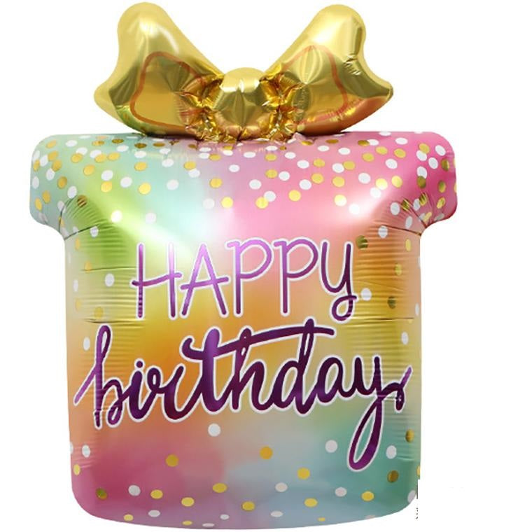 HAPPY BIRTHDAY PRESENT COLORFUL LARGE SHAPE BALLOON