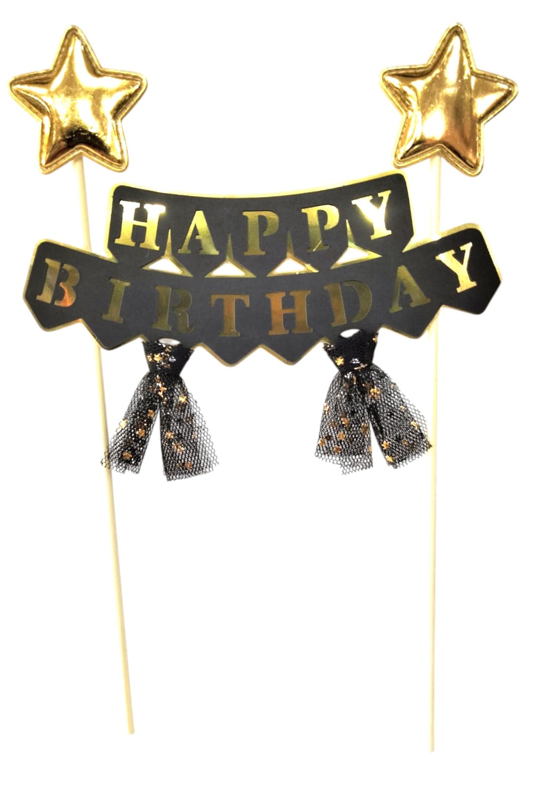 HAPPY BIRTHDAY CAKE TOPPER BLACK