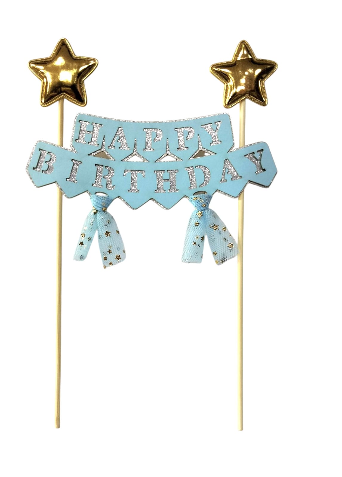 HAPPY BIRTHDAY CAKE TOPPER BLUE