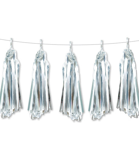 5 FOIL TASSELS SILVER