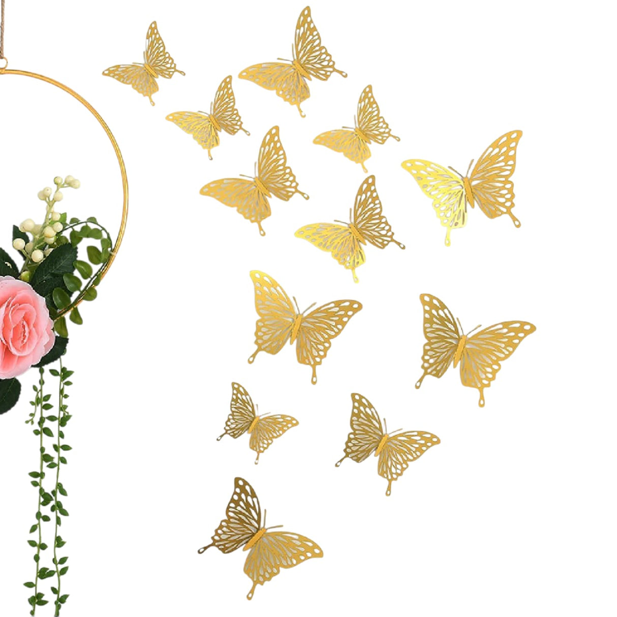 IRIDESCENT BUTTERFLIES GOLD 12 PCS