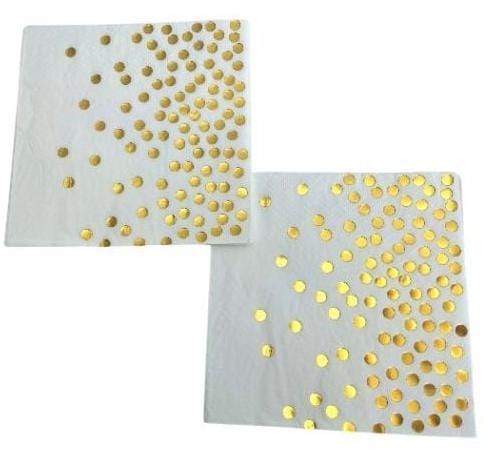 POLKA DOTS GOLD STAMP NAPKINS