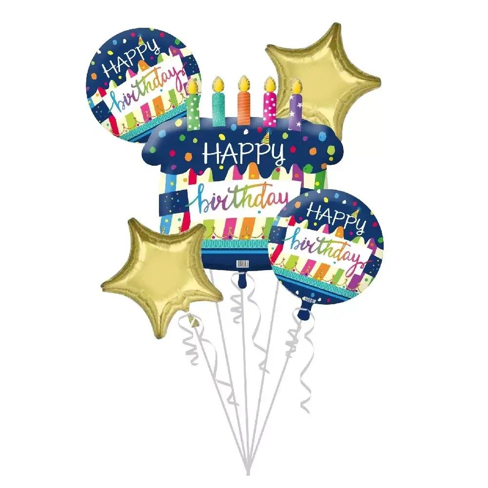 Happy Birthday Candle Cake Bouqet Balloon