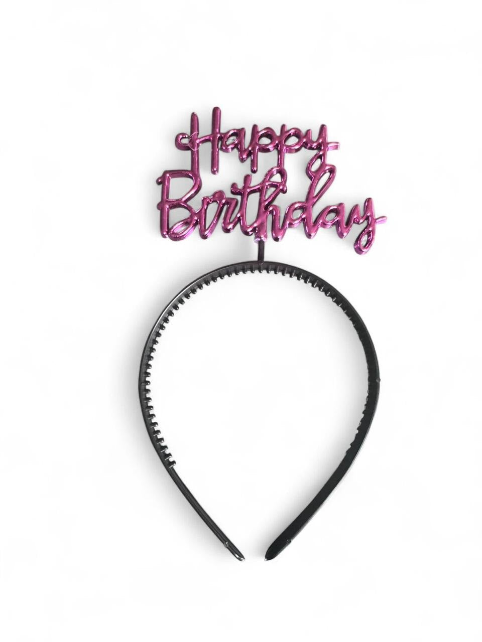 HAPPY BIRTHDAY METALLIC HEAD BAND PINK