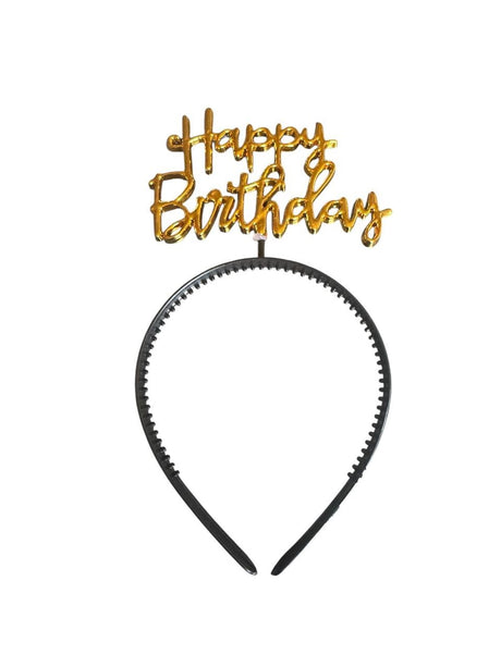 HAPPY BIRTHDAY METALLIC HEAD BAND GOLD