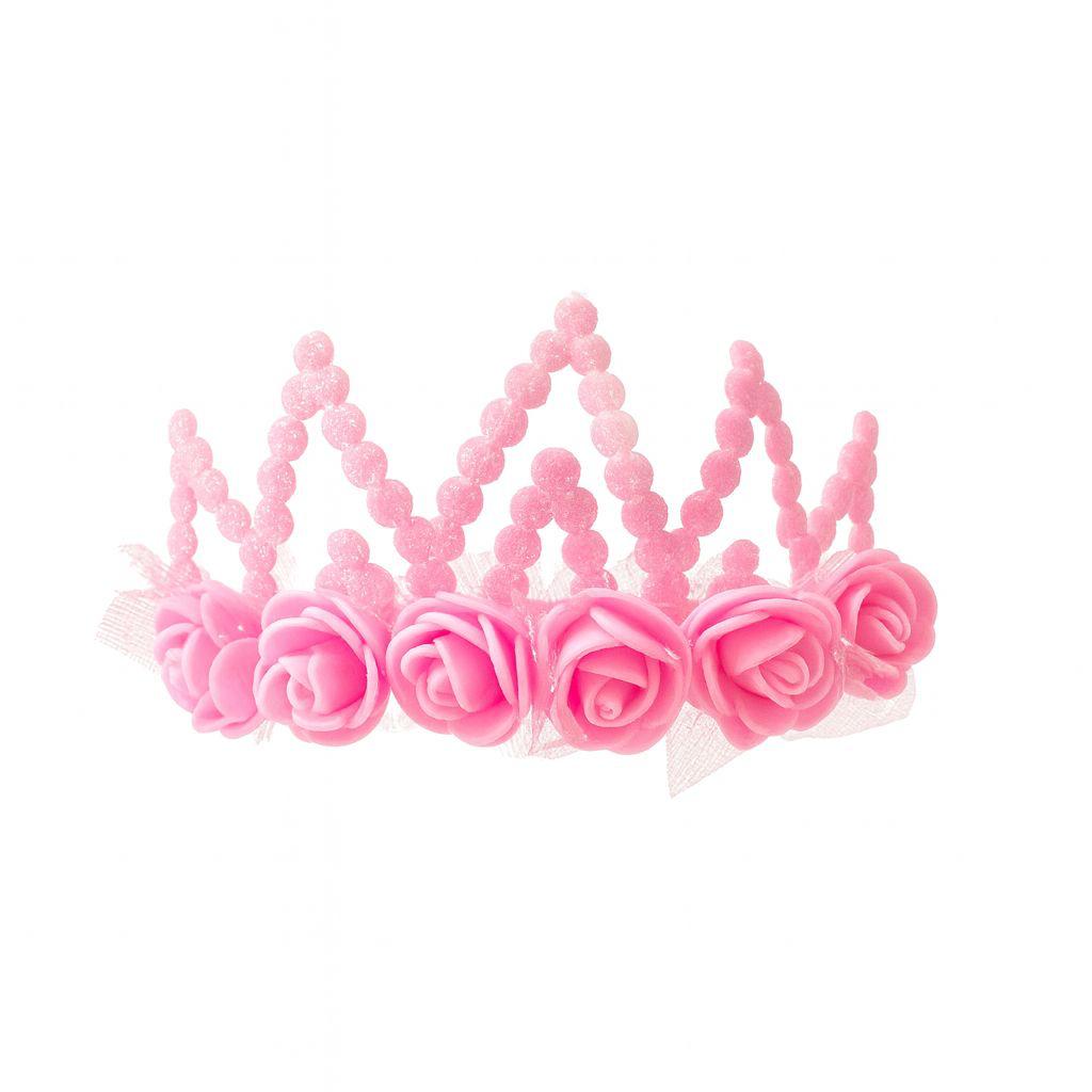 FELT CROWN WITH CUTE FLOWERS PINK