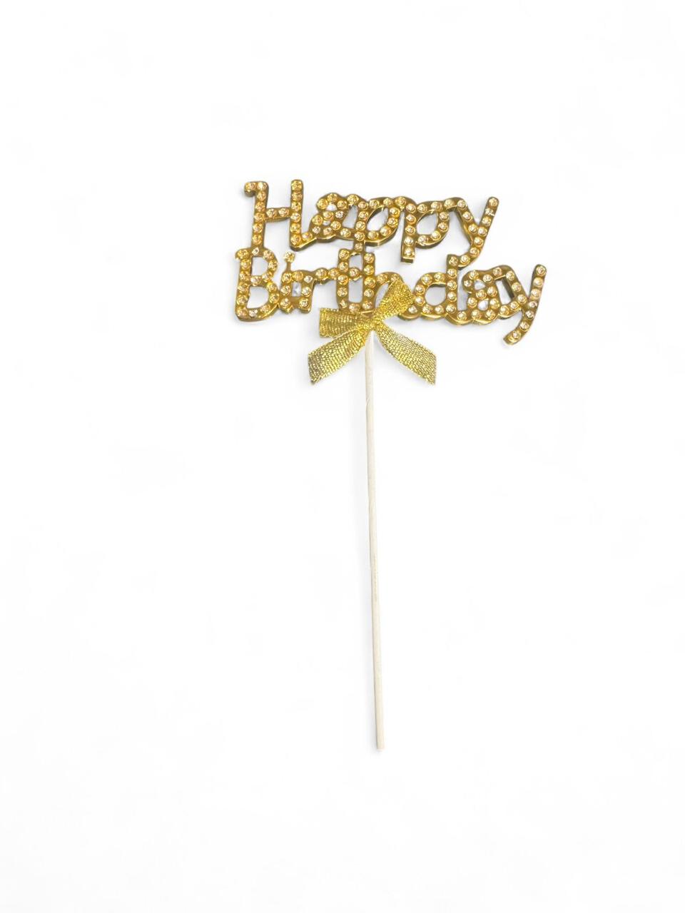 HAPPY BIRTHDAY GEM LETTERS CAKE TOPPER GOLD