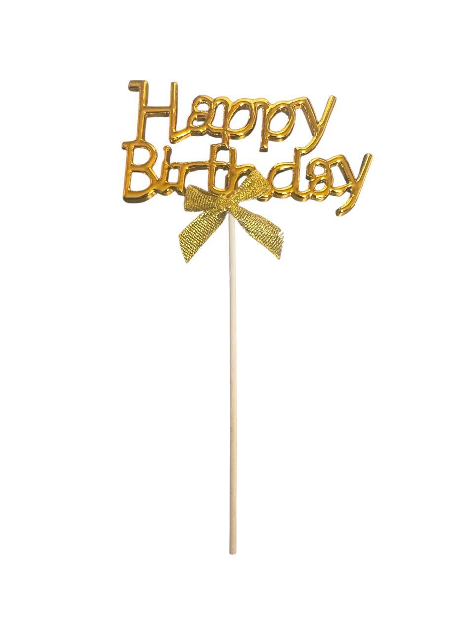 HAPPY BIRTHDAY LETTERS CAKE TOPPER  GOLD