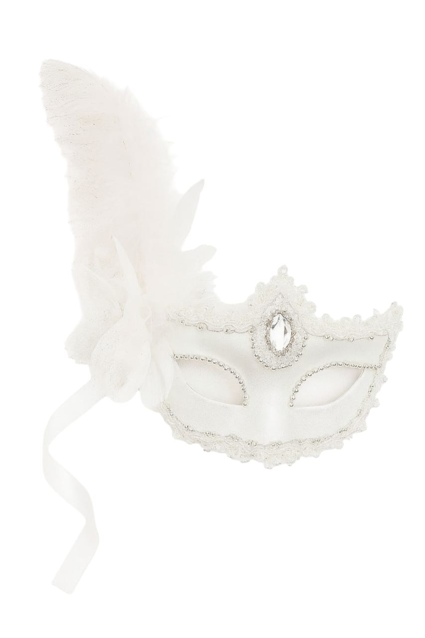 WHITE SIDE FEATHER MASK