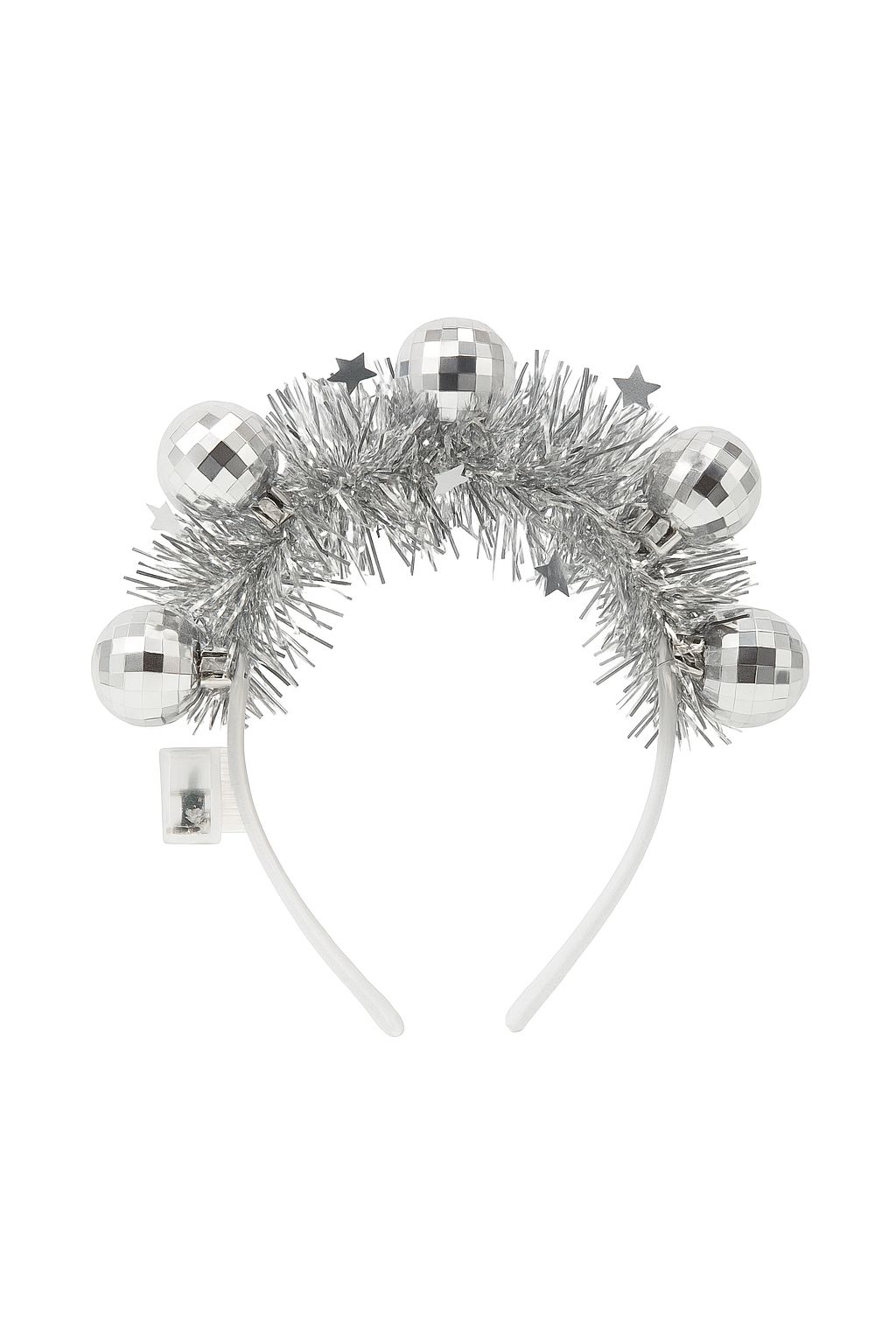 DISCO BALLS LIGHT UP HEAD BAND SILVER