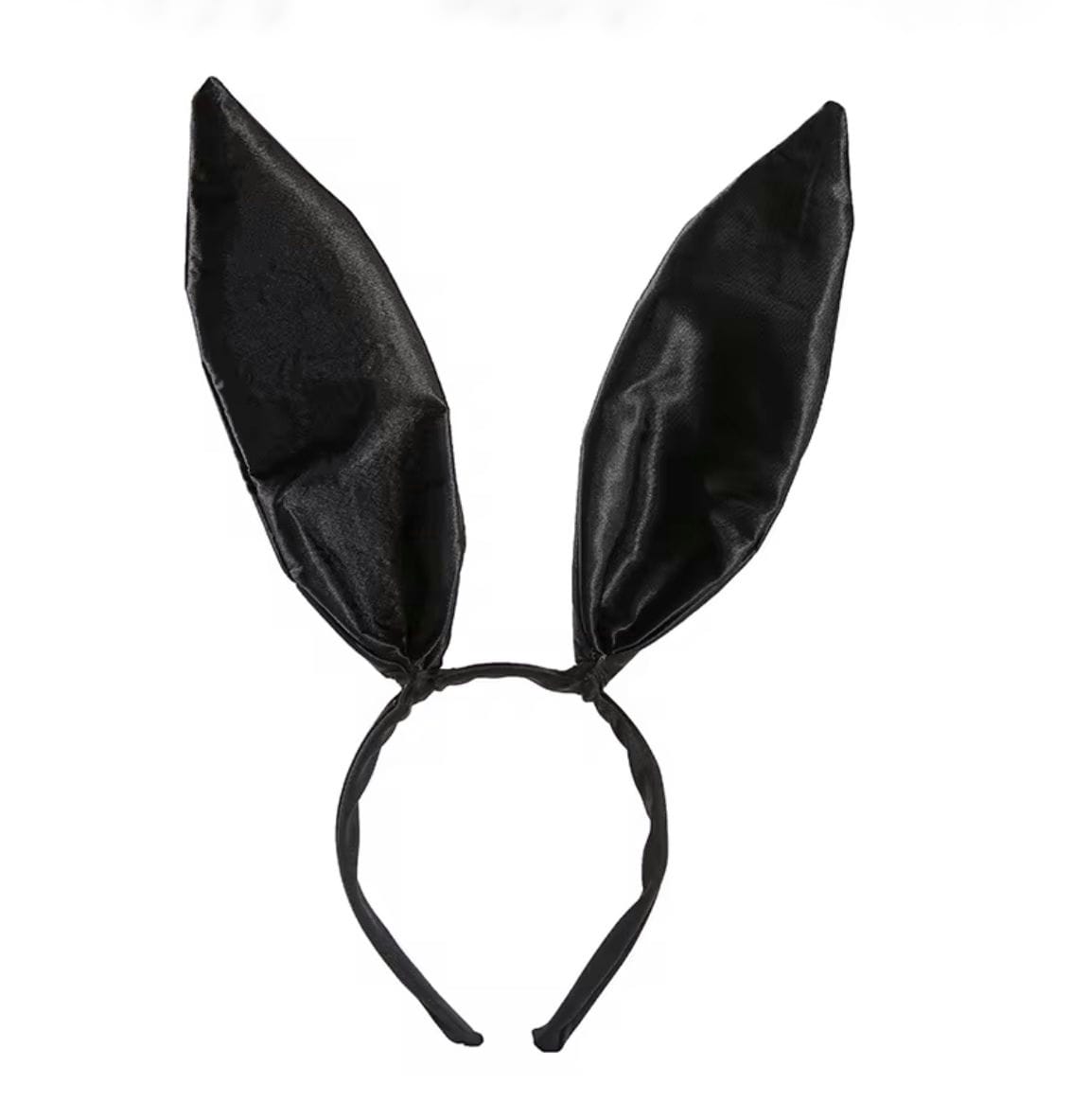 SATIN BUNNY EARS HEAD BAND BLACK