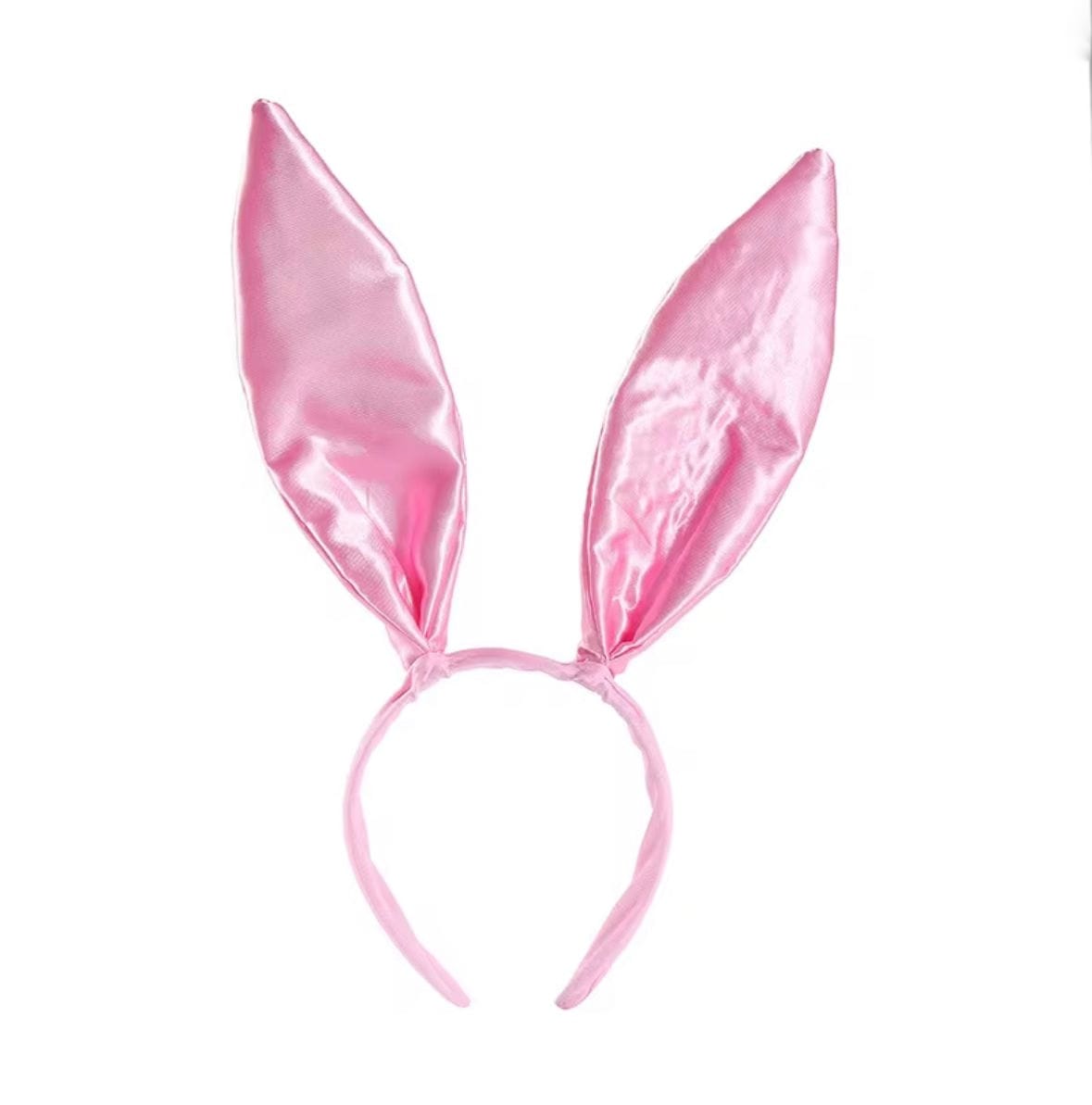 SATIN BUNNY EARS HEAD BAND PINK