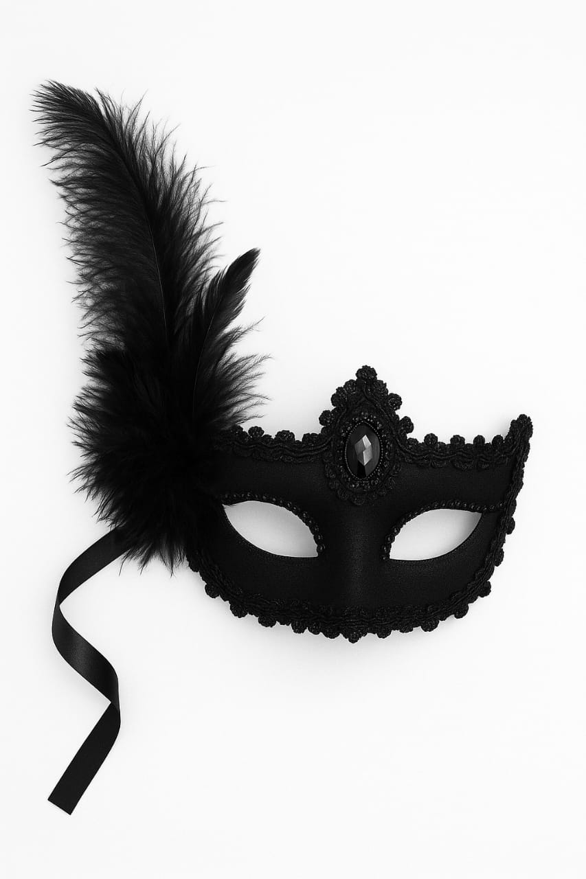 BLACK SIDE FEATHER MASK