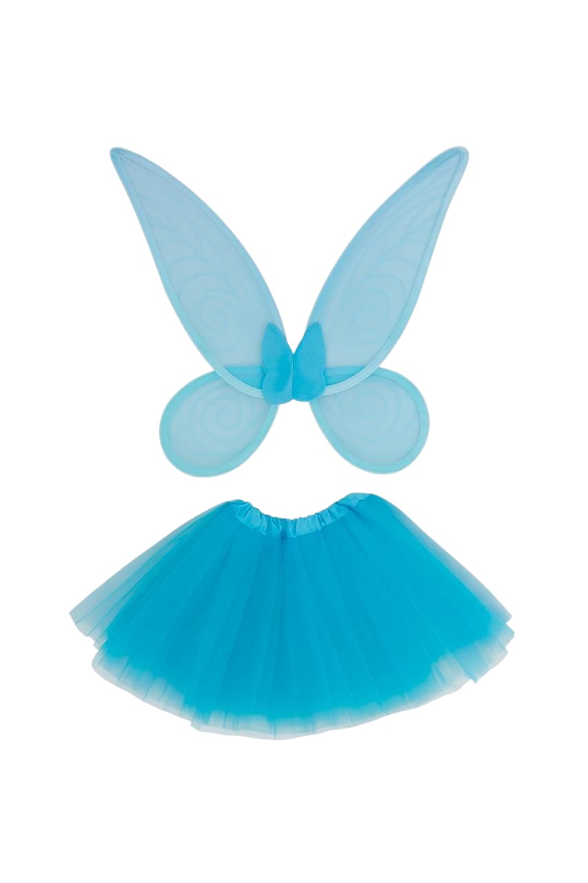 BUTTERFLY WINGS WITH TULL TUTU SKIRT LIGHT BLUE