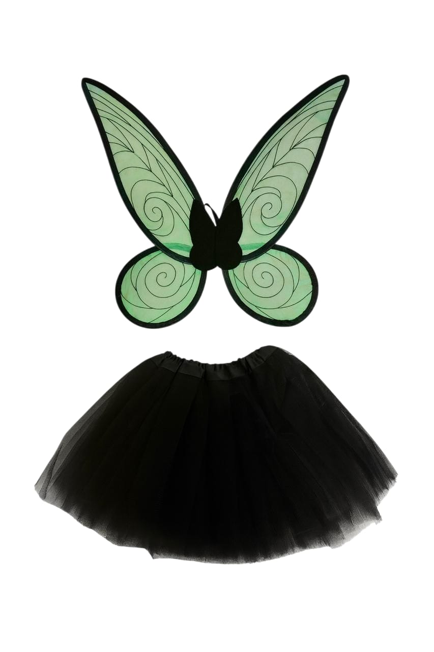 BUTTERFLY WINGS WITH TULL TUTU SKIRT BLACK