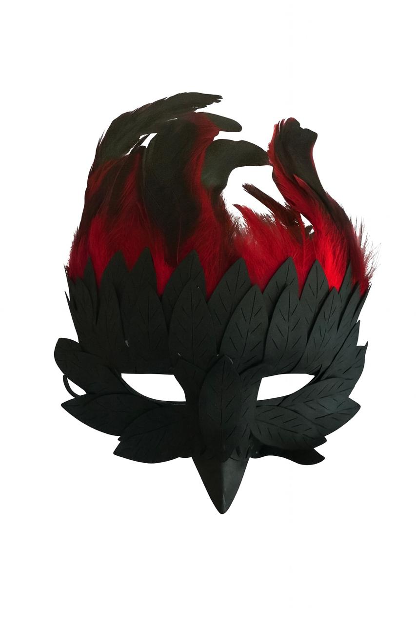 LEATHER MASQUERADE MASK BLACK-RED
