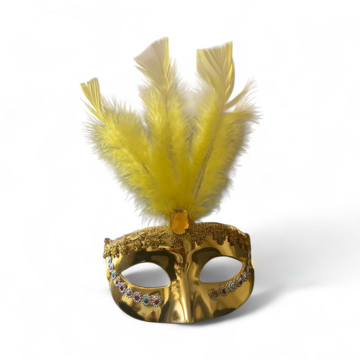 GOLD MIDDLE FEATHER MASK