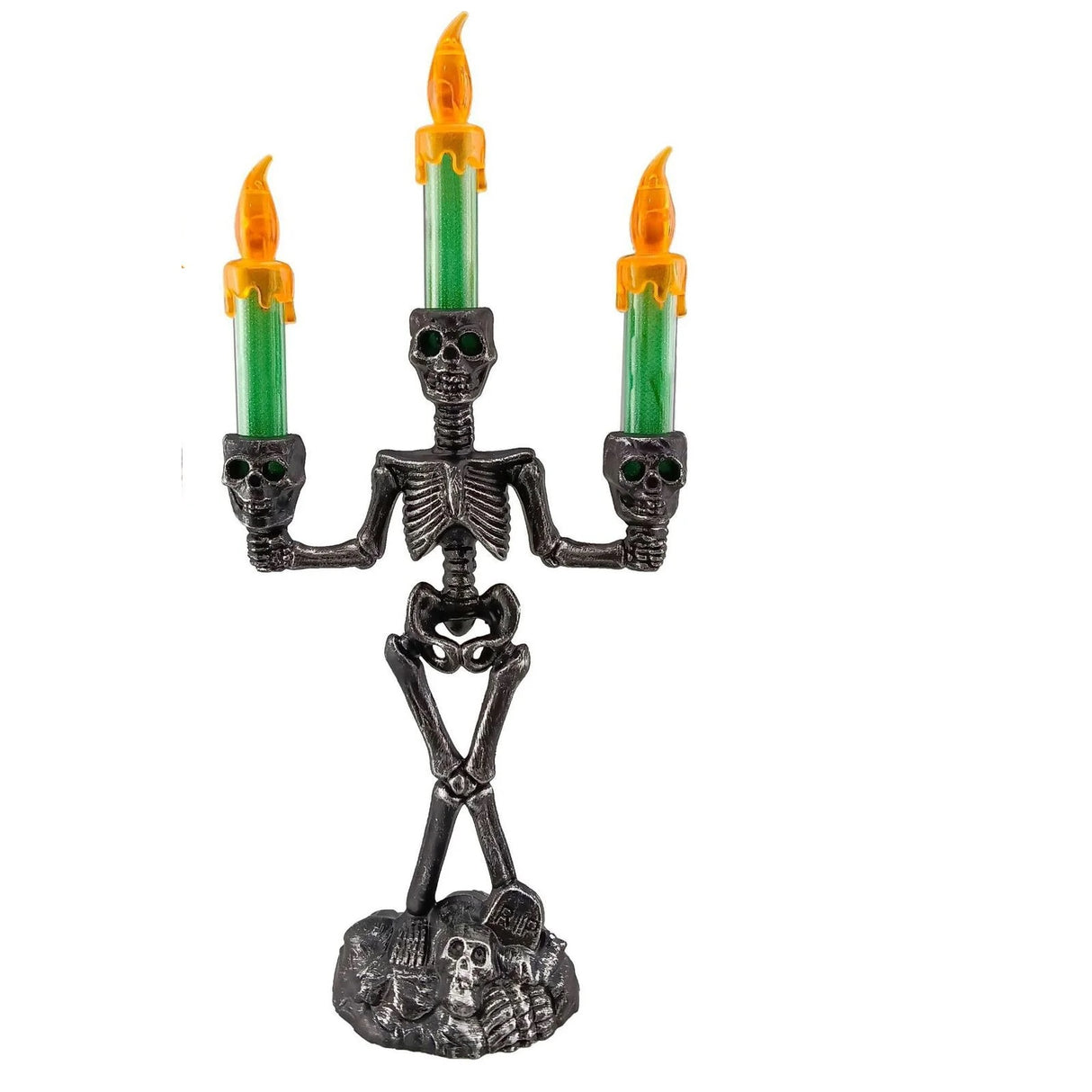 HALOOWEEN SKULL TABLE PIECE SILVER AND GREEN