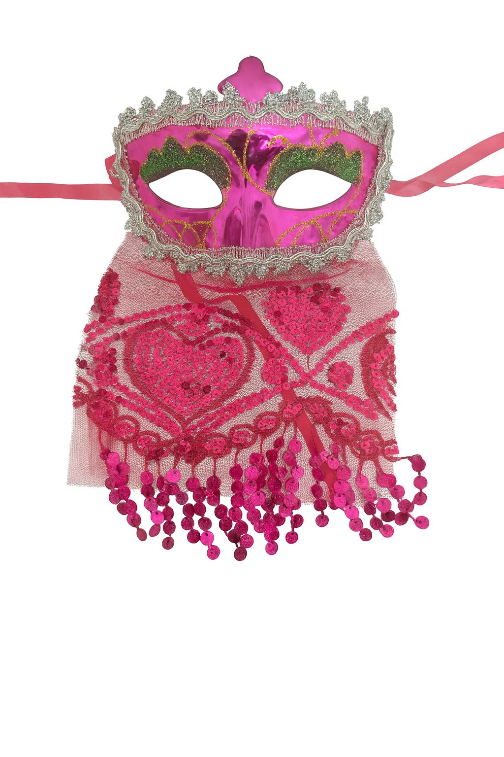 HAREM FACE VEIL MASK HOT PINK