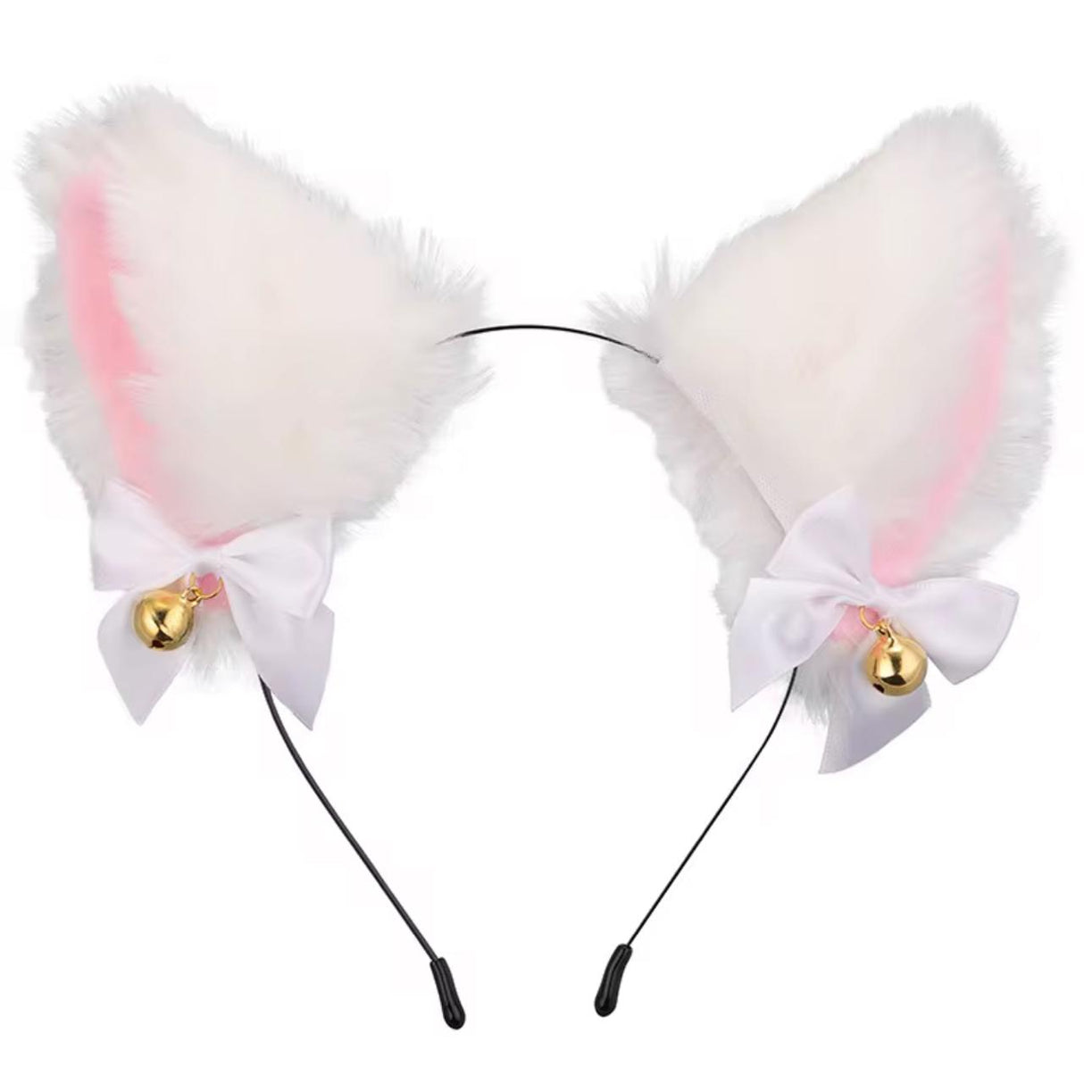 FURRY CAT EARS HEAD BAND WHITE