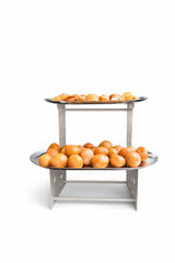 DOUBLE OVAL SILVER TRAYS STAND