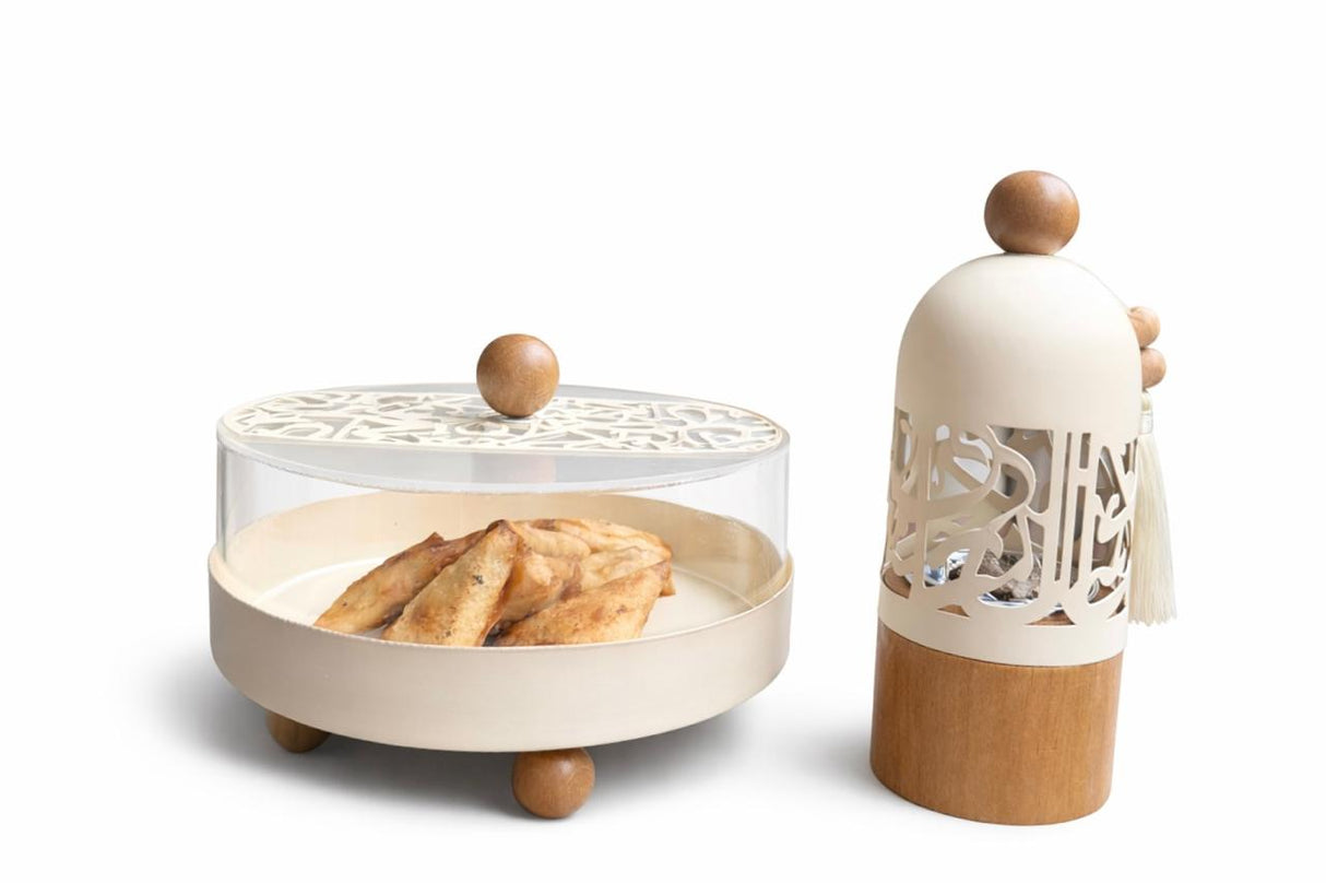 METAL MABKHARA WITH WOODEN STAND