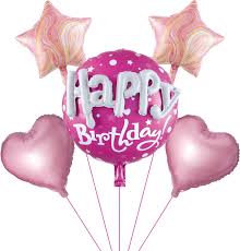 HAPPY ATTACHED BIRTHDAY PINK BALLOON BOUQET