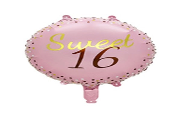 SWEET 16 GOLD AND PINK LARGE SHAPE BALLOON