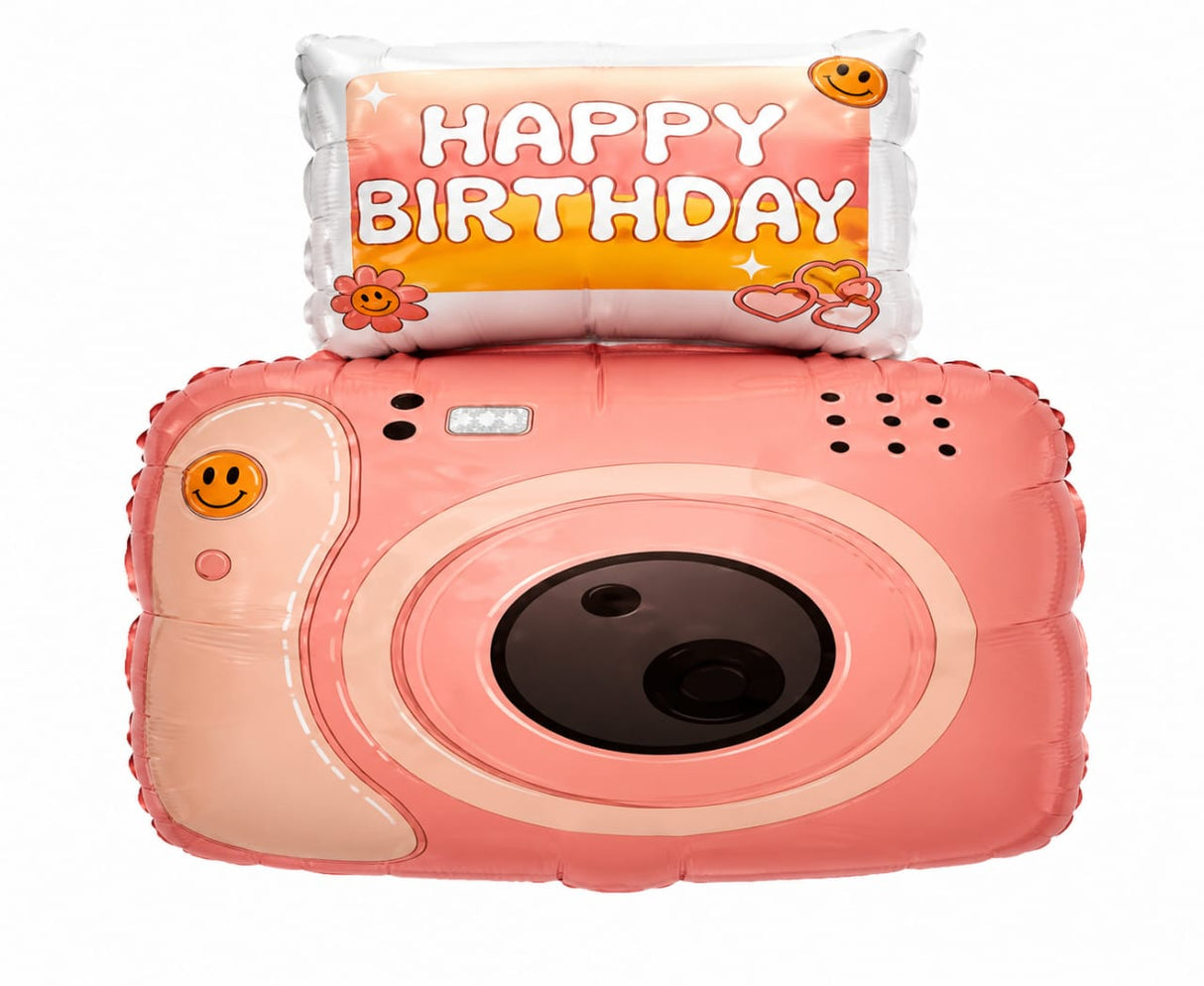 HAPPY BIRTHDAY INSTANT CAMERA LARGE SHAPE BALLOON