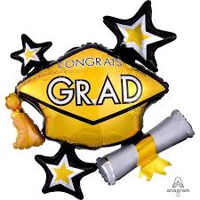 GRAD CAP ATTACHED CERTIFICATE LARGE SHAPE BALLOON