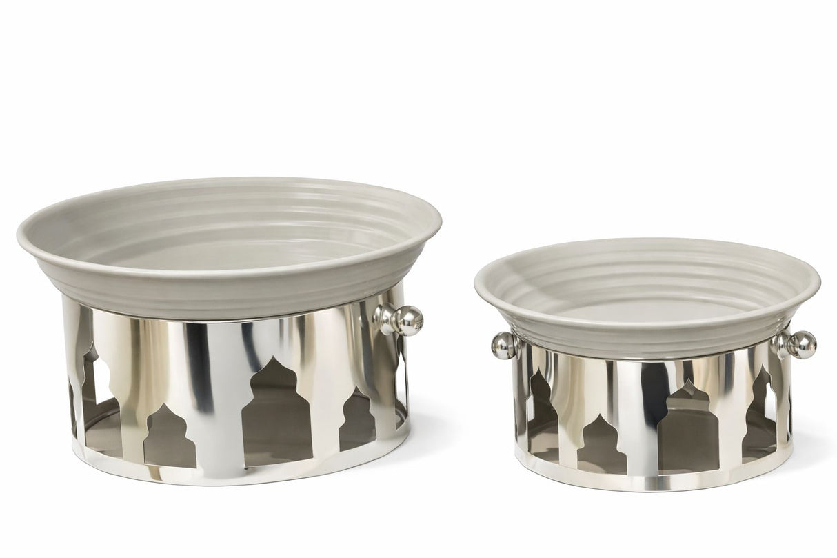 SILVER ROUND TRAY WITH STAND