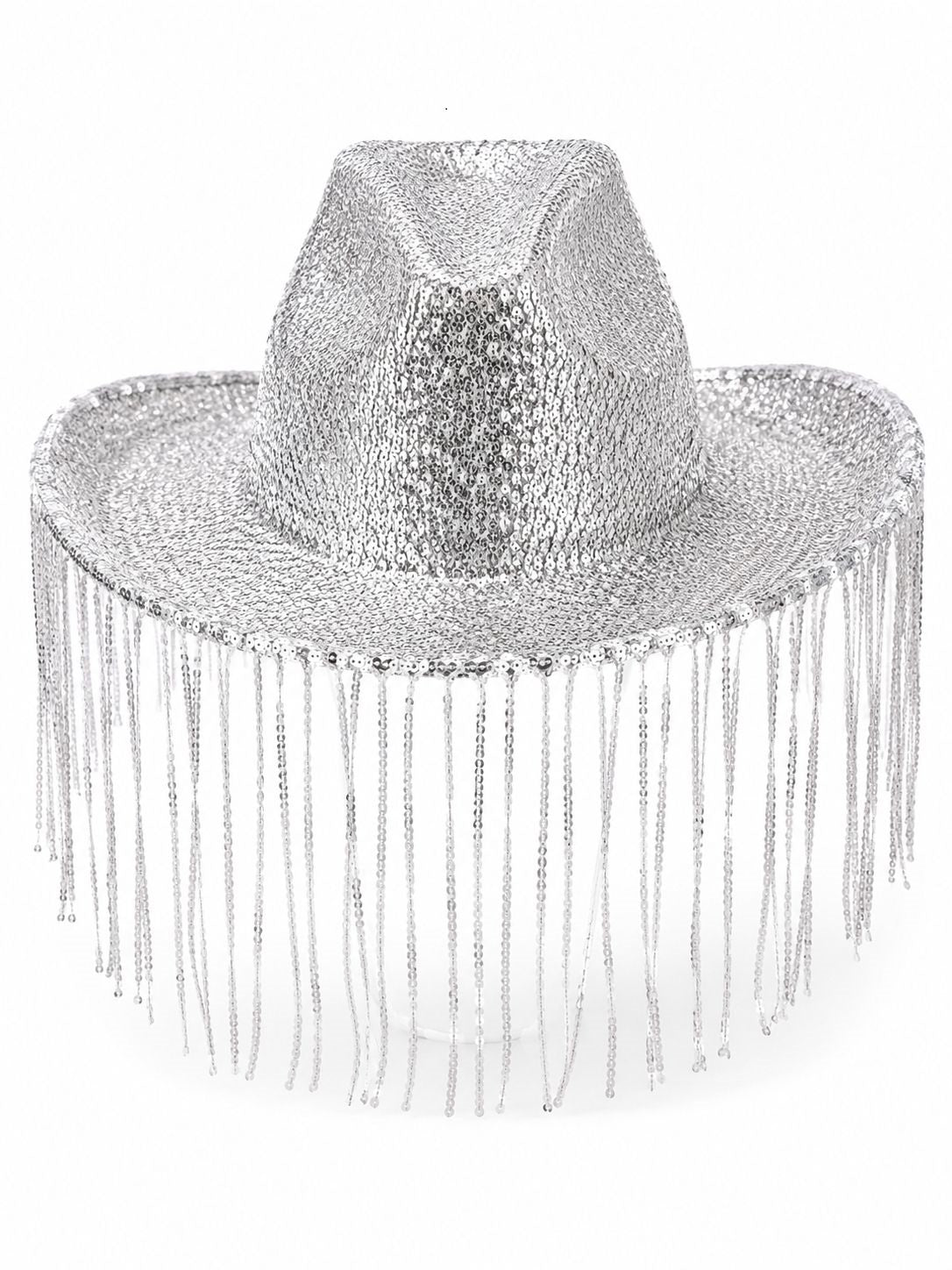 METTALIC FRINGE COW GIRL HAT