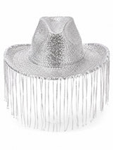 METTALIC FRINGE COW GIRL HAT