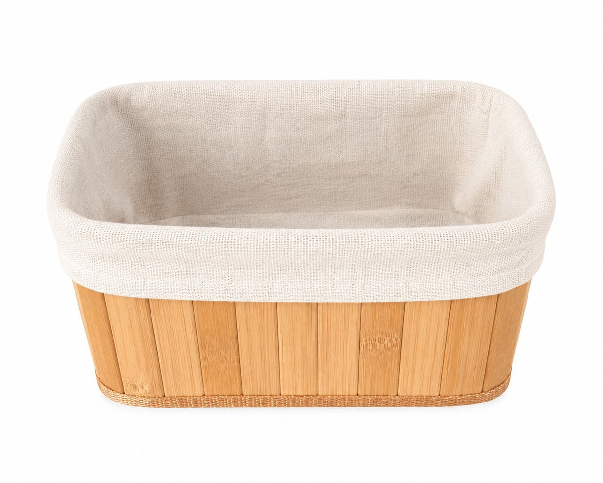 RECTANGULAR WOODEN STRIPS BASKET M