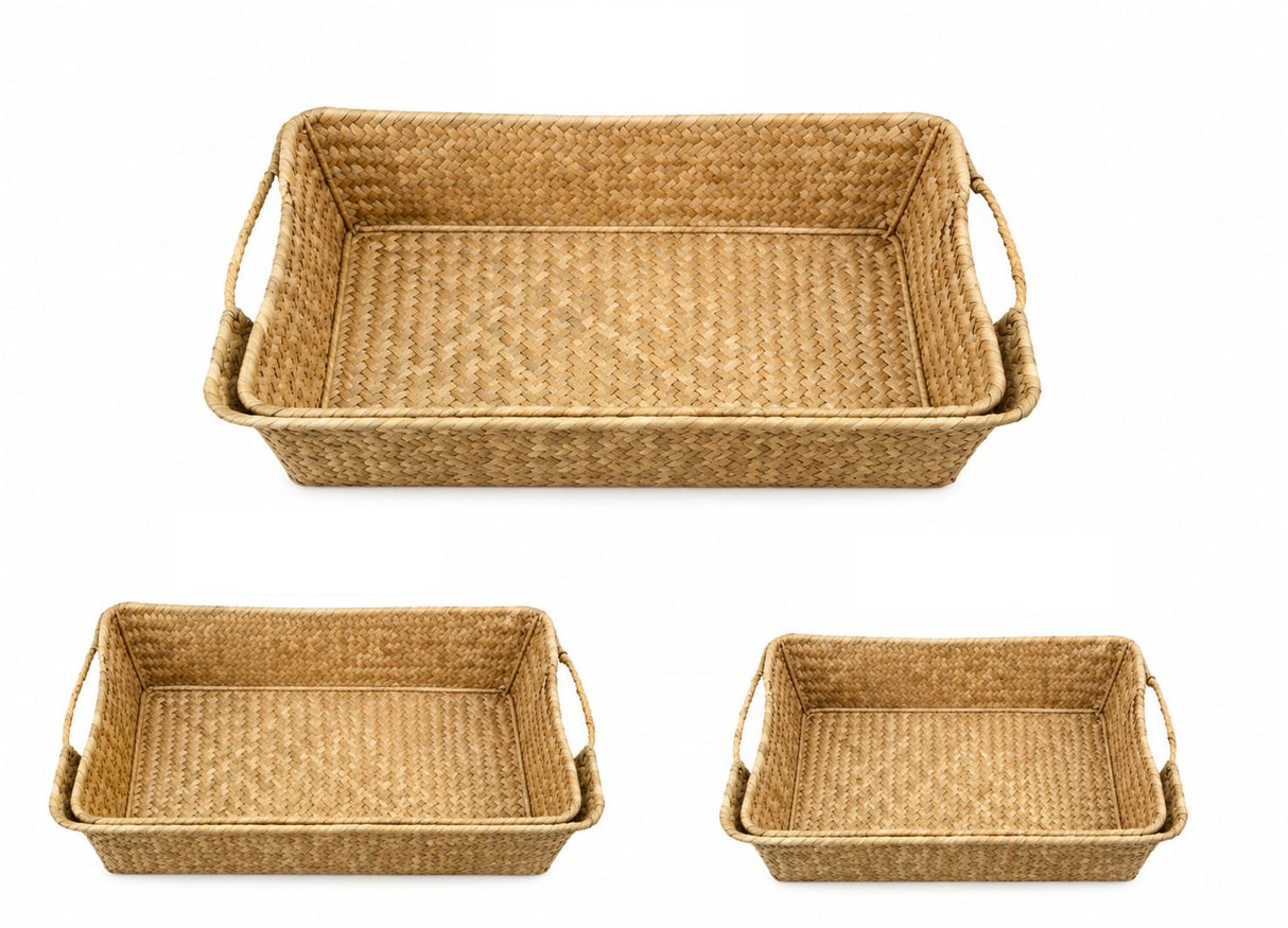 RECTANGULAR HANDWOVEN BASKET L