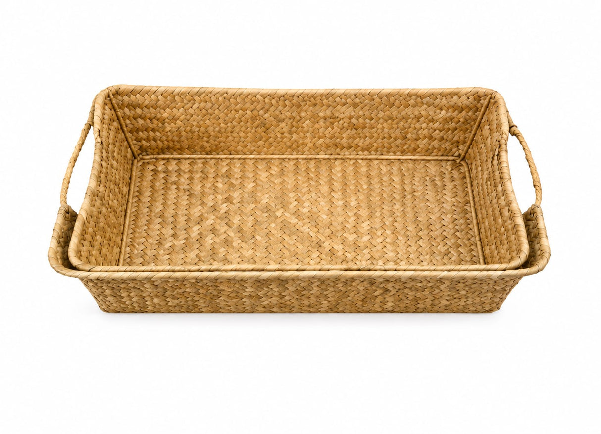 RECTANGULAR HANDWOVEN BASKET L