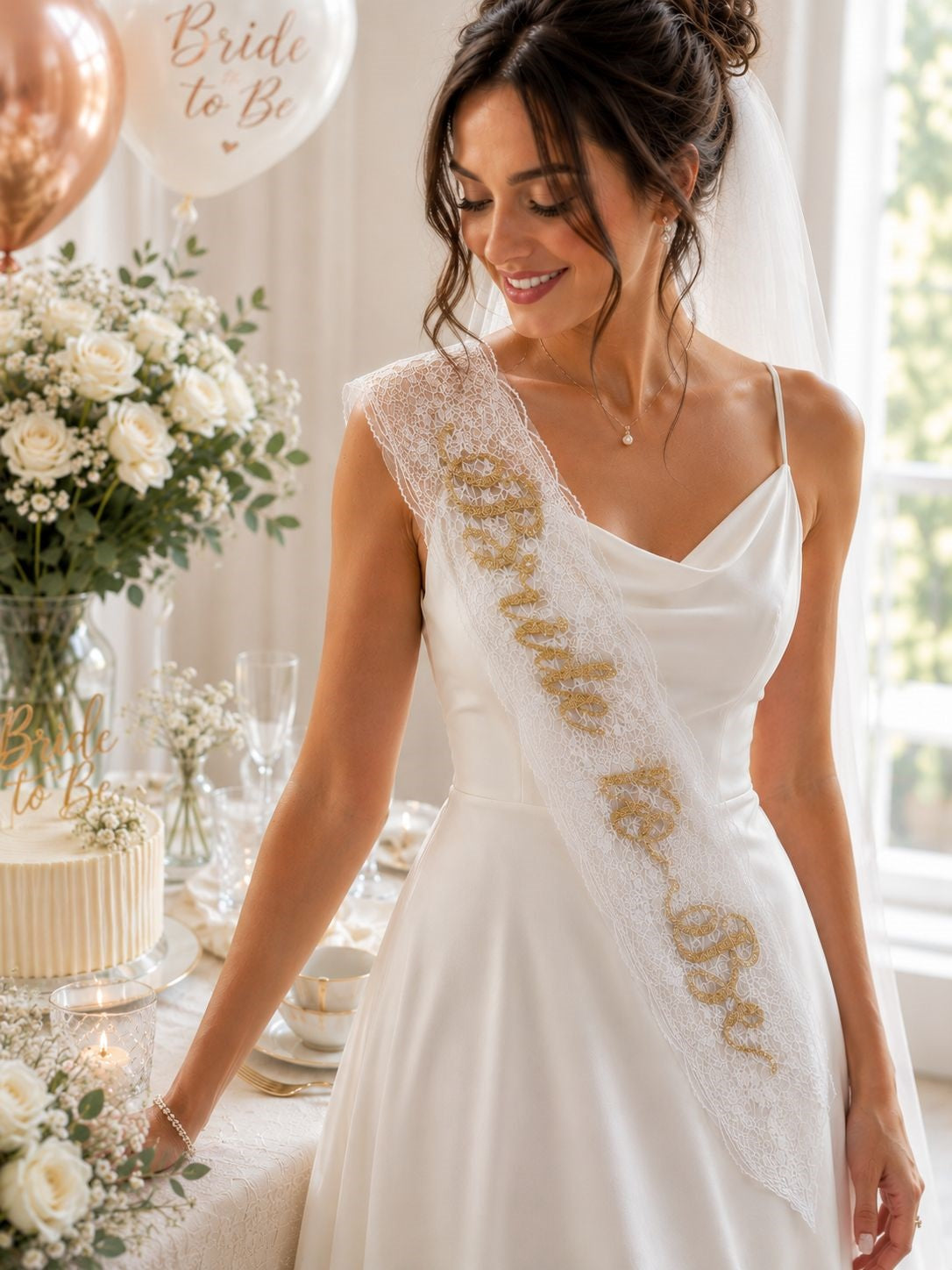 EMBROIDED BRIDE LACE SASH