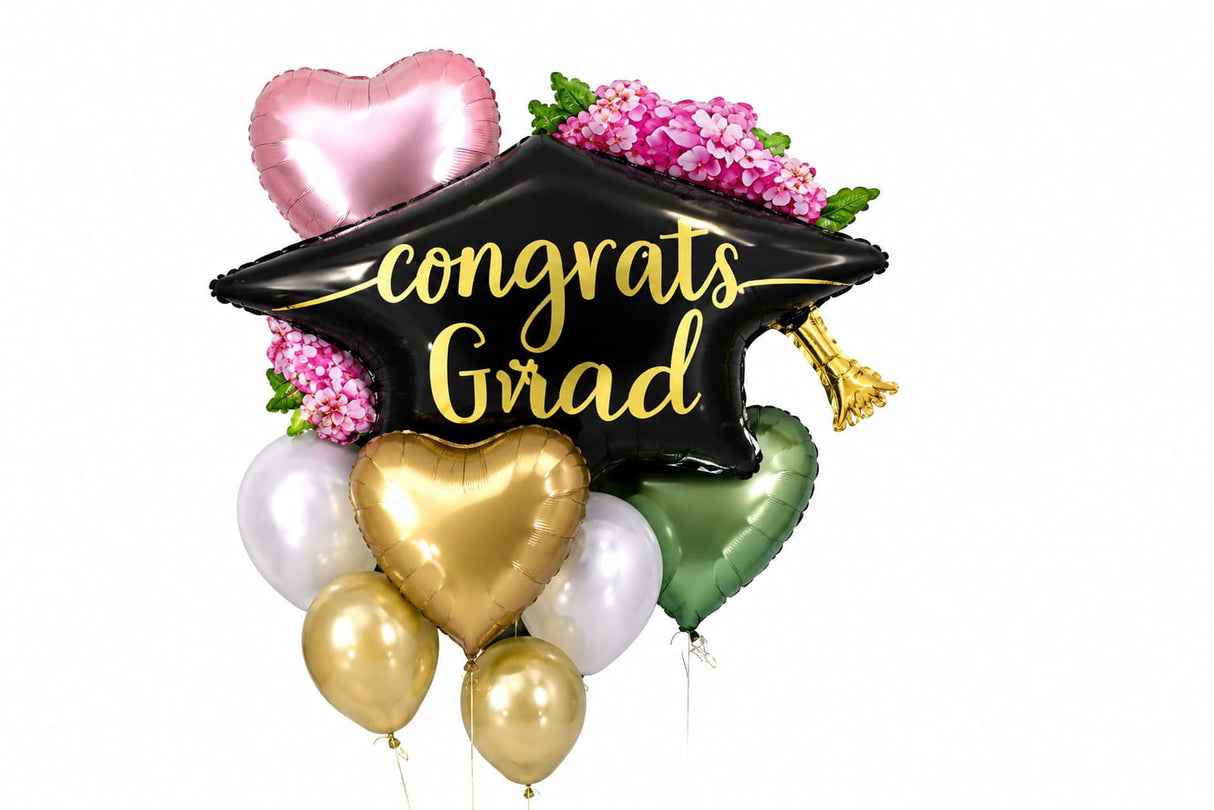 CONGRATS GRAD GRADUATION FLOWER CAP BOUQET
