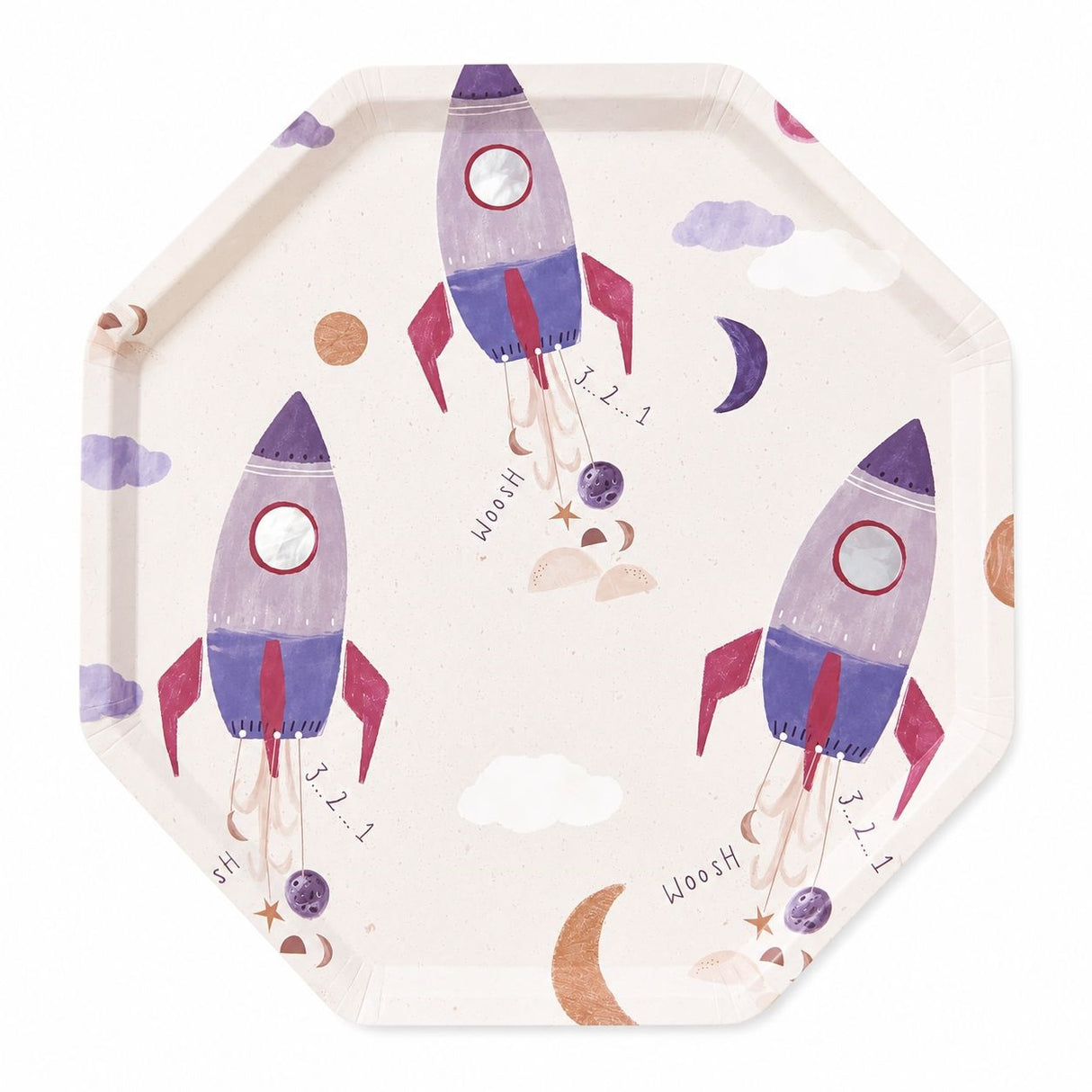 SPACE ROCKET OCTAGON PLATES