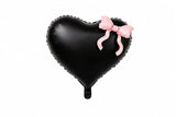 22 INCHES BLACK HEART WITH PINK BOW