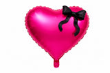 22 INCHES BLACK HEART WITH PINK BOW